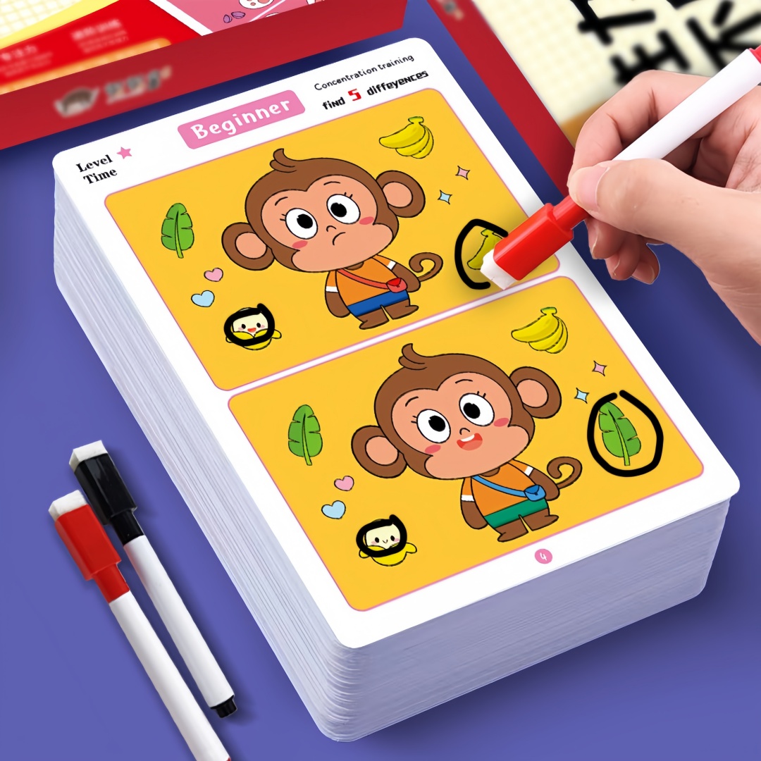 Kids Education Level - Карточная игра «Найди разницы», многоразовая мультяшная